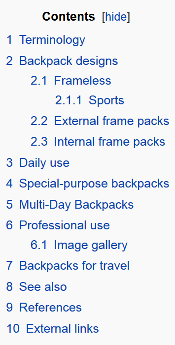 Wikipedia contents
